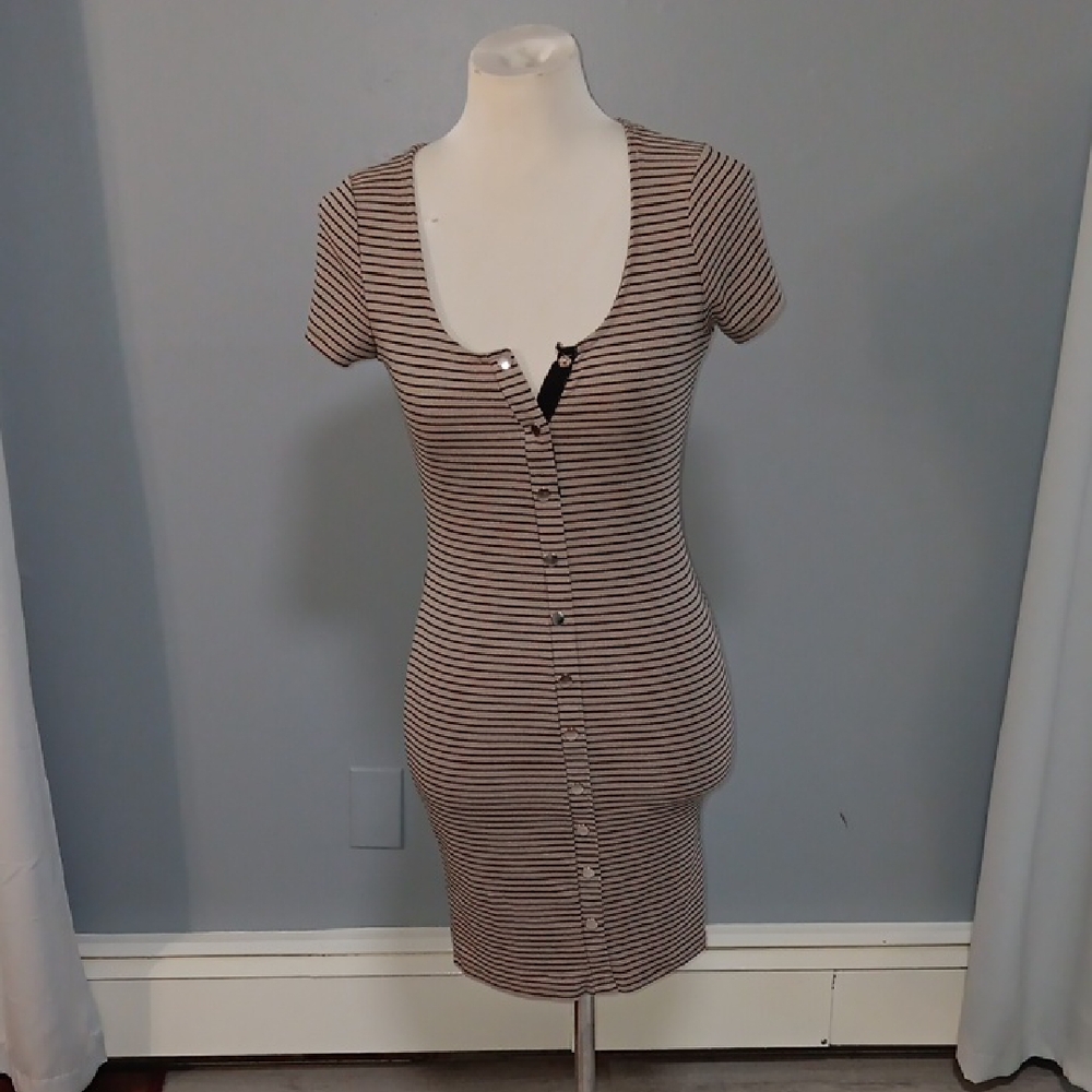 Chic Striped Button-Front Dress